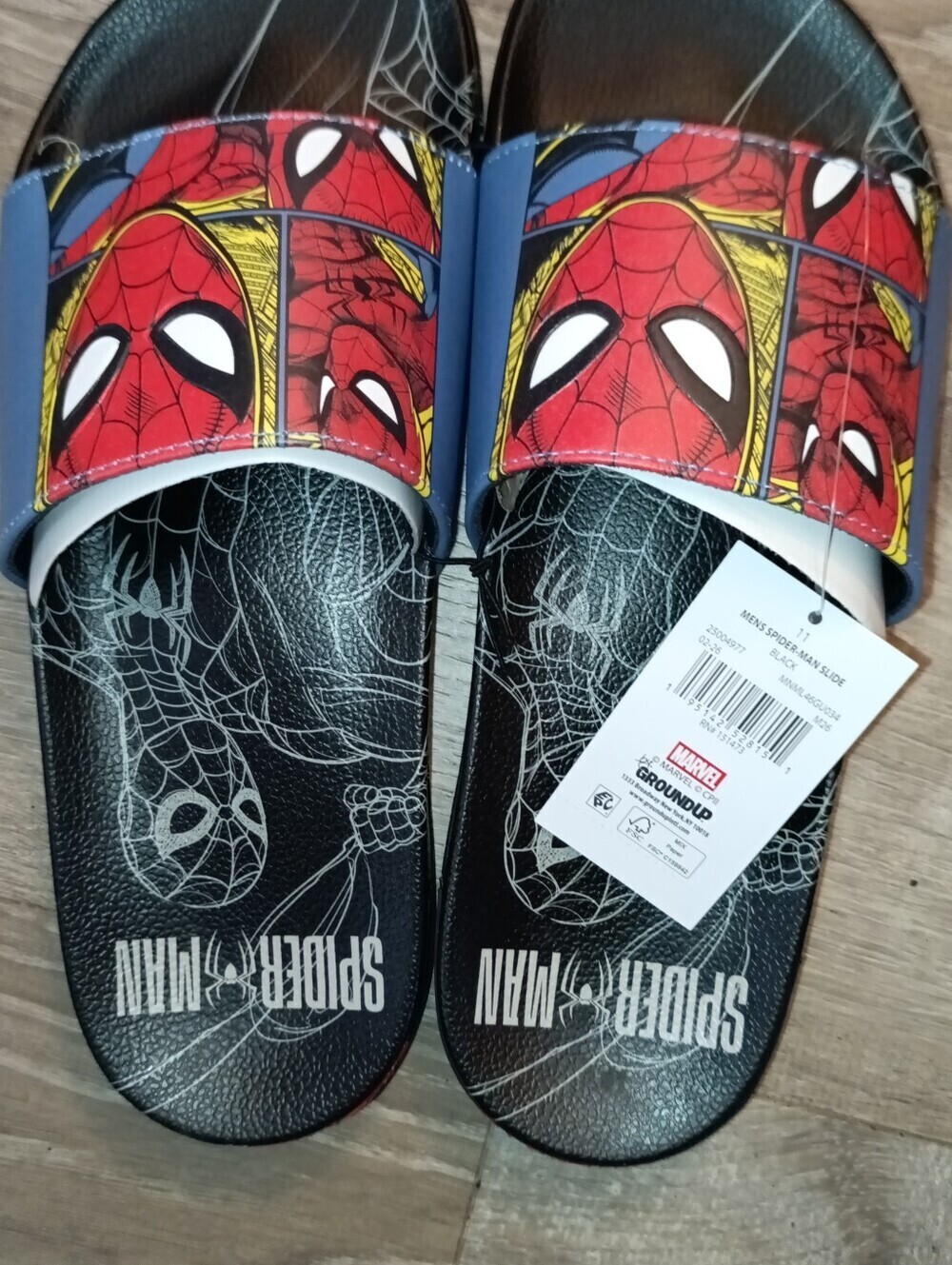 Marvel Spider-Man Red, Black & Blue Mens Slide Sandals 11 New